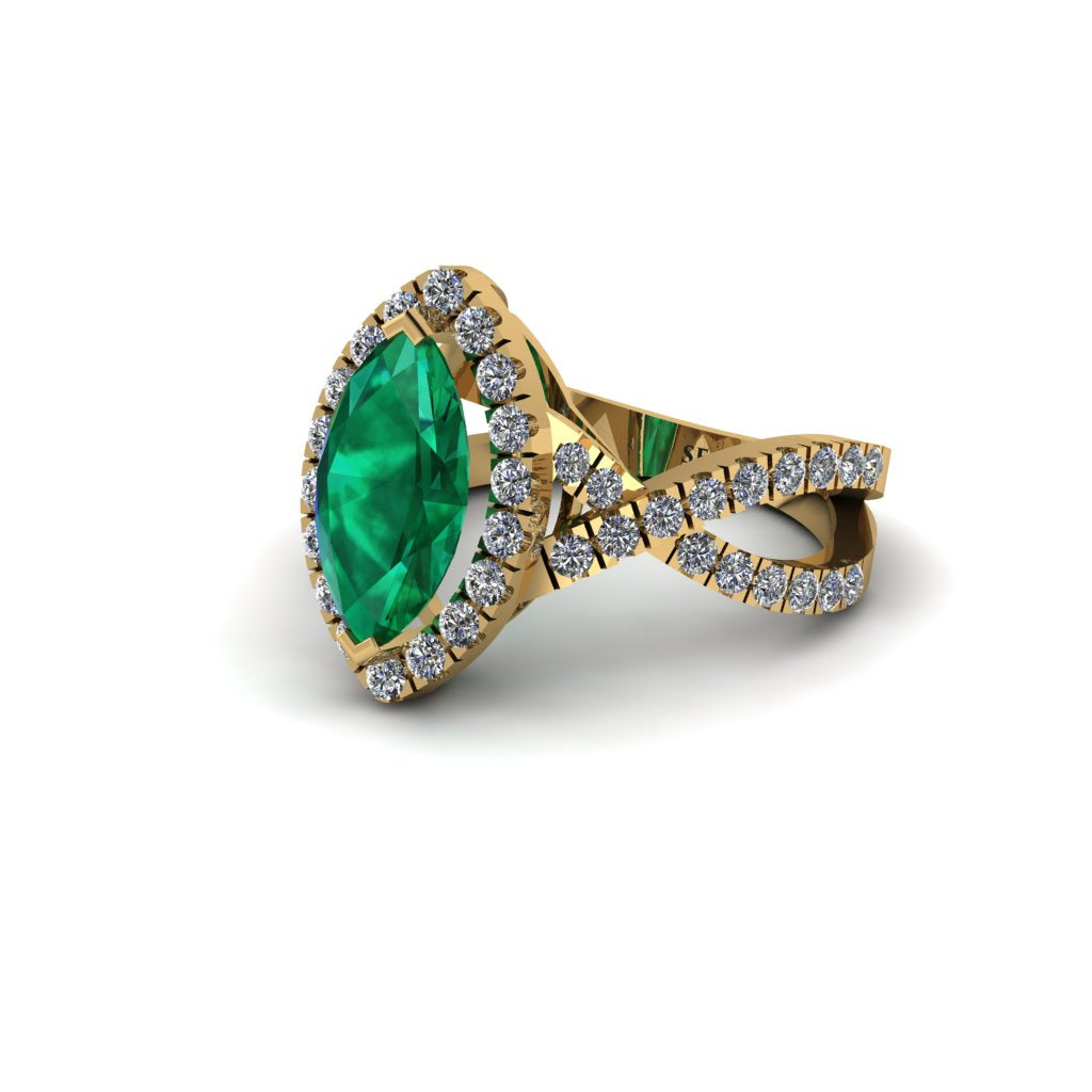 Emerald Marquise Split Shank Engagement Ring - Carly No. 4