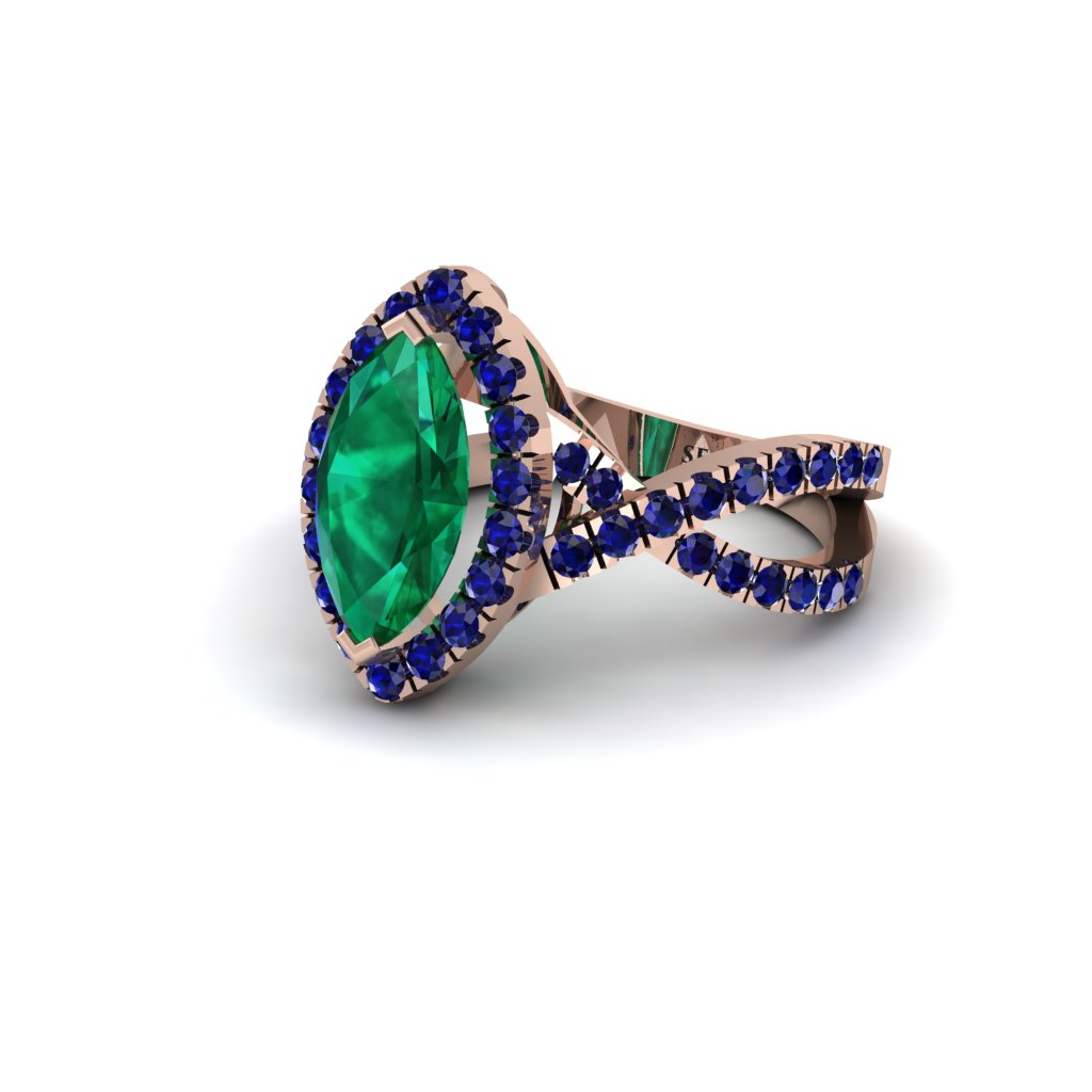 Emerald Marquise Split Shank Engagement Ring - Carly No. 65