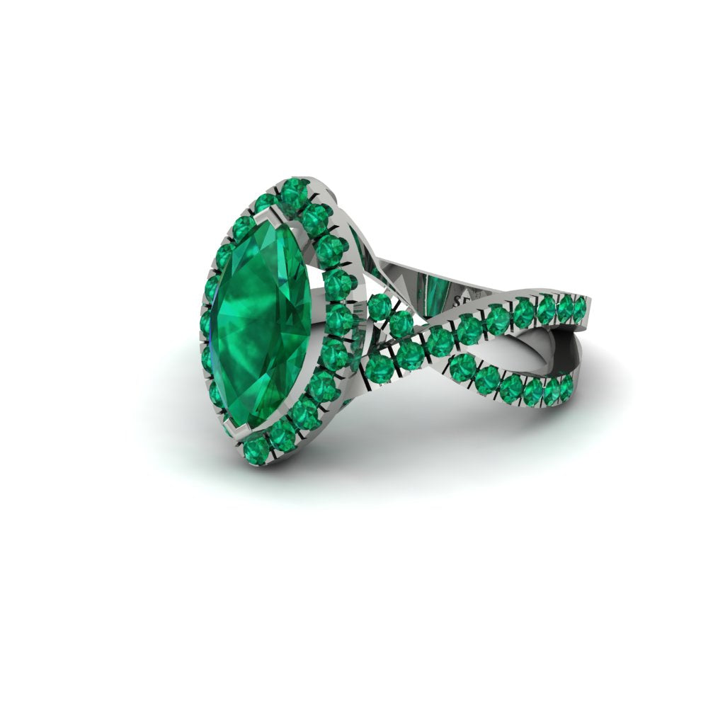 Emerald Marquise Split Shank Engagement Ring - Carly No. 21
