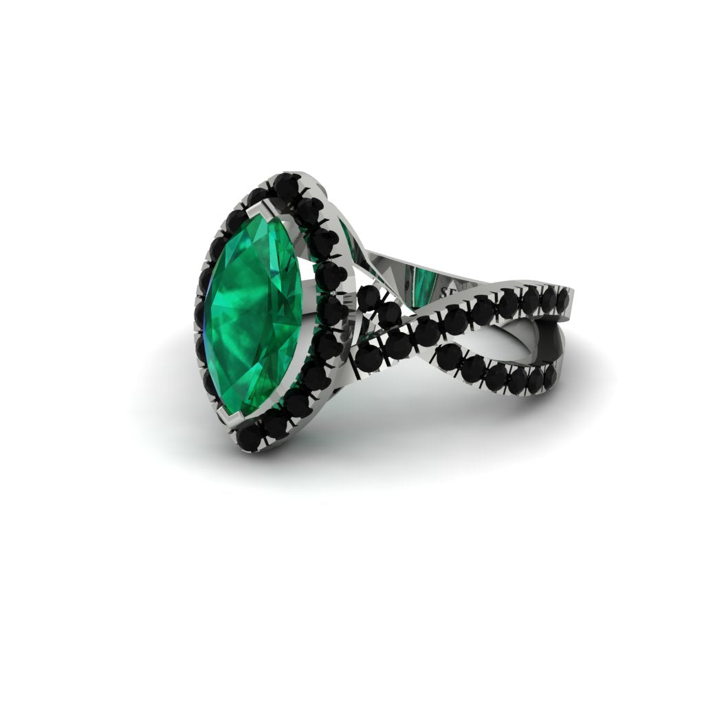 Emerald Marquise Split Shank Engagement Ring - Carly No. 36