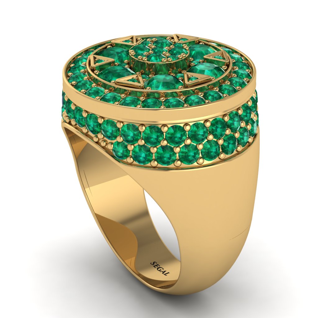 4.1ct Emerald Men's Cluster Pinky Ring - August No. 4