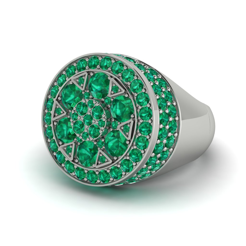 4.1ct Emerald Men's Cluster Pinky Ring - August No. 6