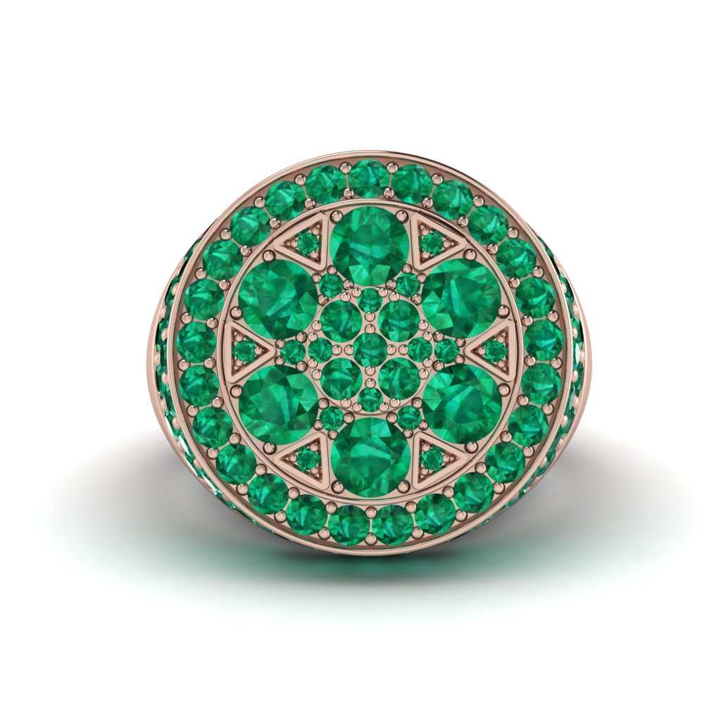 4.1ct Emerald Men's Cluster Pinky Ring - August No. 5