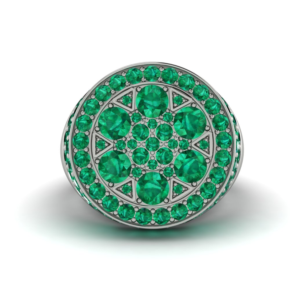 4.1ct Emerald Men's Cluster Pinky Ring - August No. 6