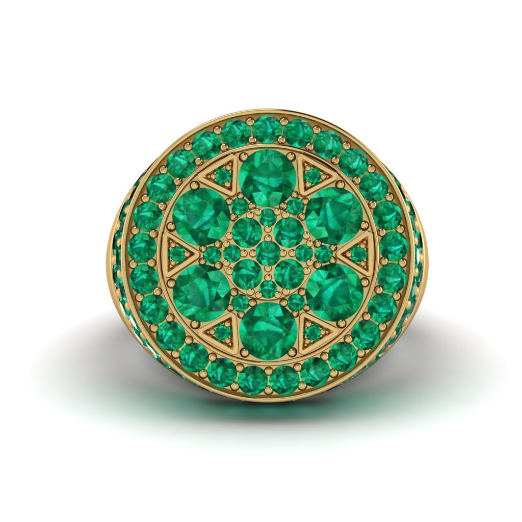 4.1ct Emerald Men's Cluster Pinky Ring - August No. 4