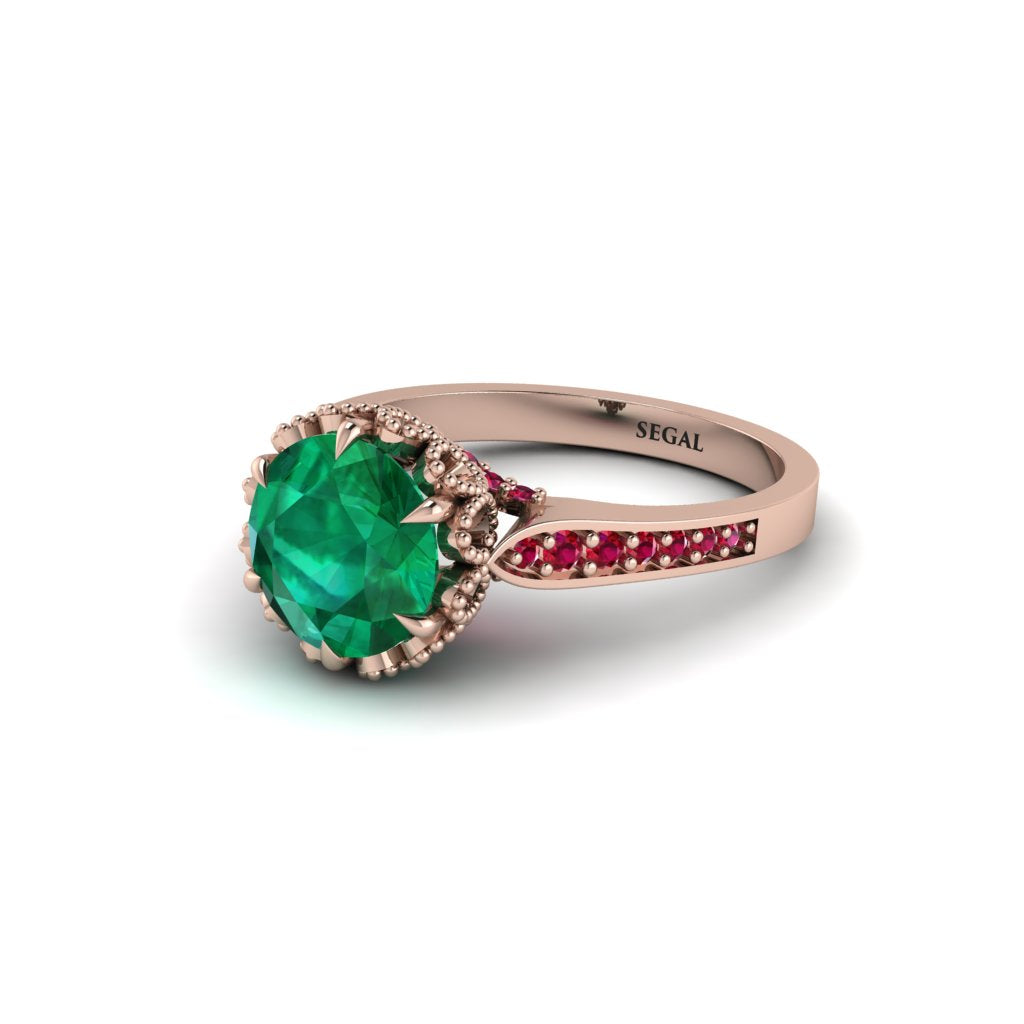 Emerald Milgrain Engagement Ring - Yara No. 50