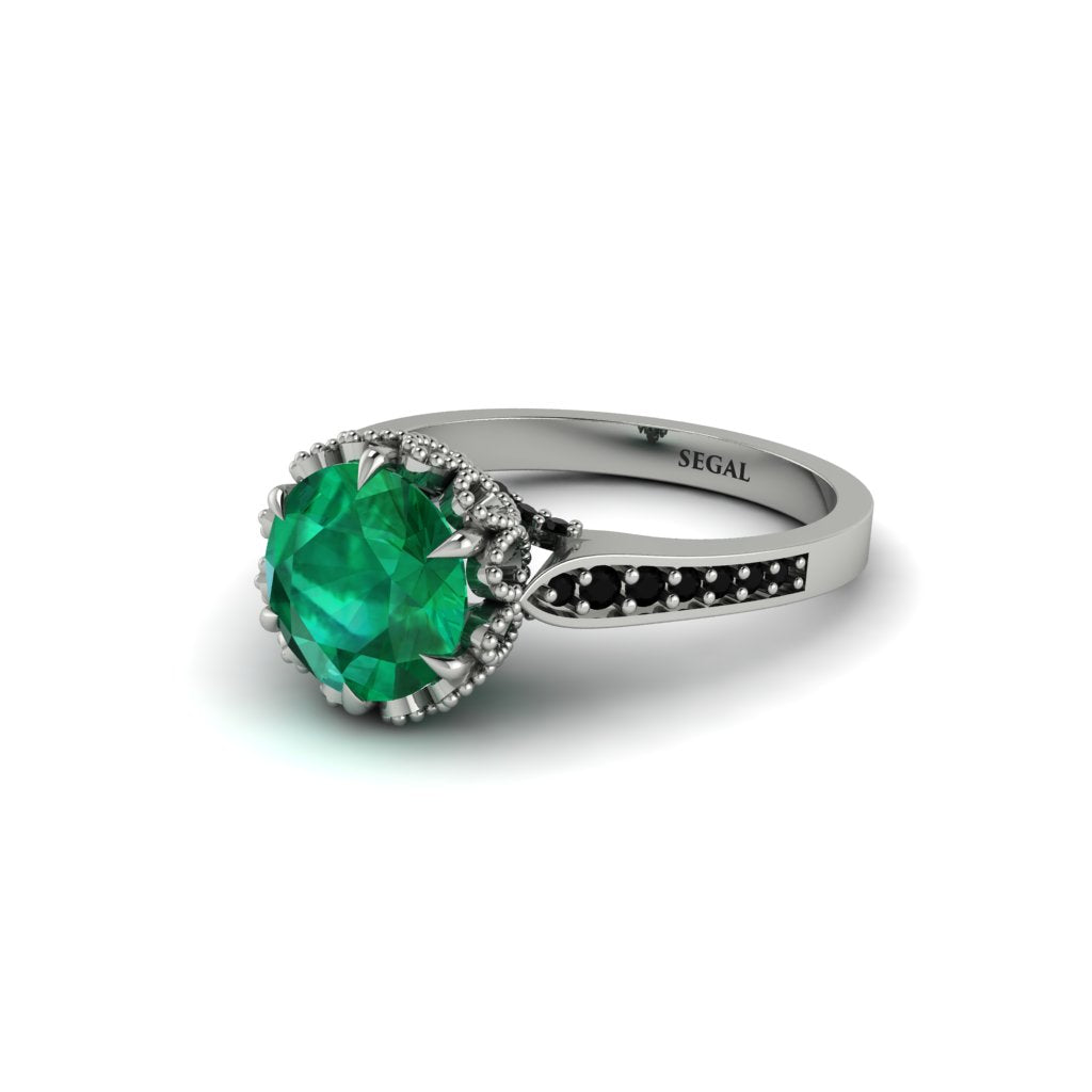 Emerald Milgrain Engagement Ring - Yara No. 36