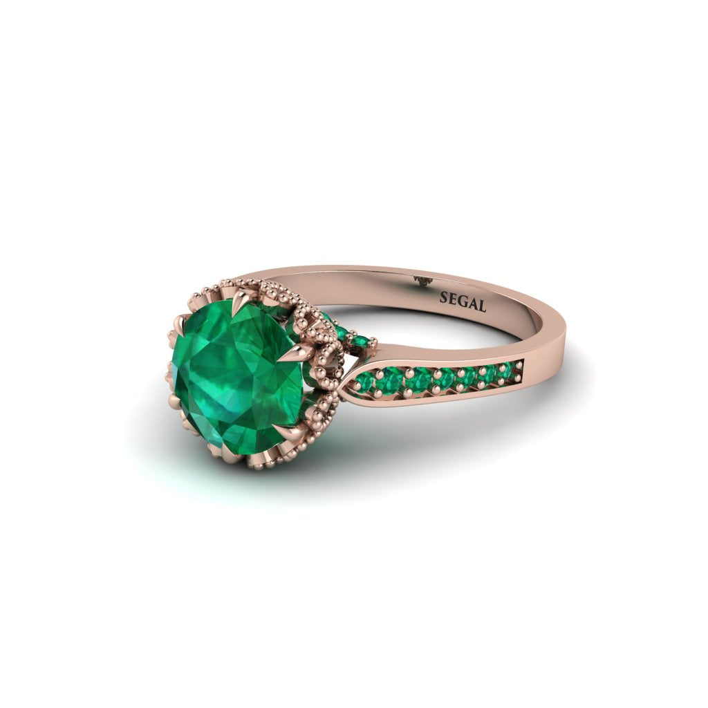 Emerald Milgrain Engagement Ring - Yara No. 20