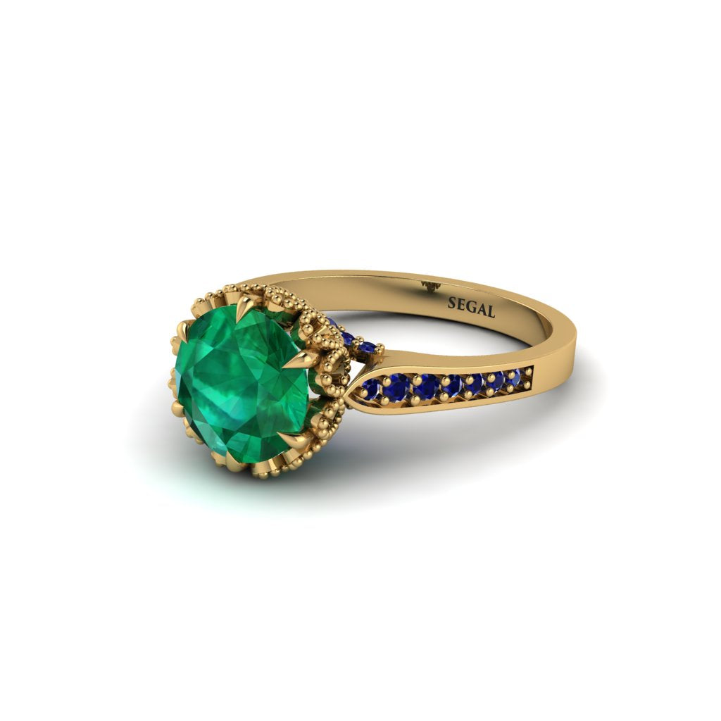 Emerald Milgrain Engagement Ring - Yara No. 64