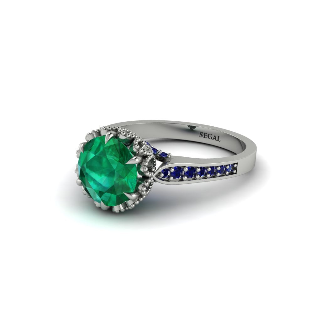 Emerald Milgrain Engagement Ring - Yara No. 66