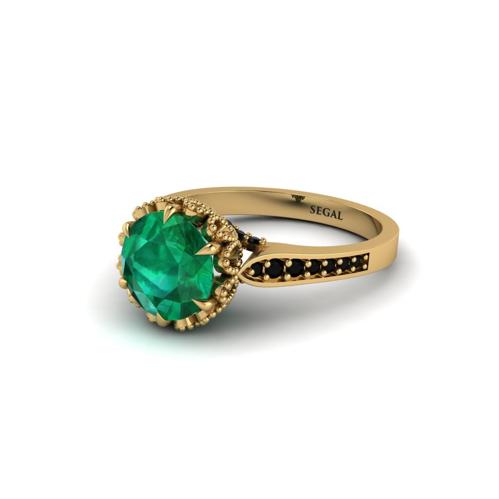 Emerald Milgrain Engagement Ring - Yara No. 34