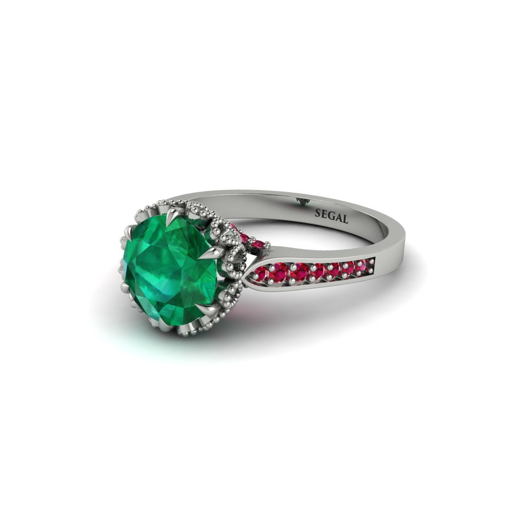 Emerald Milgrain Engagement Ring - Yara No. 51