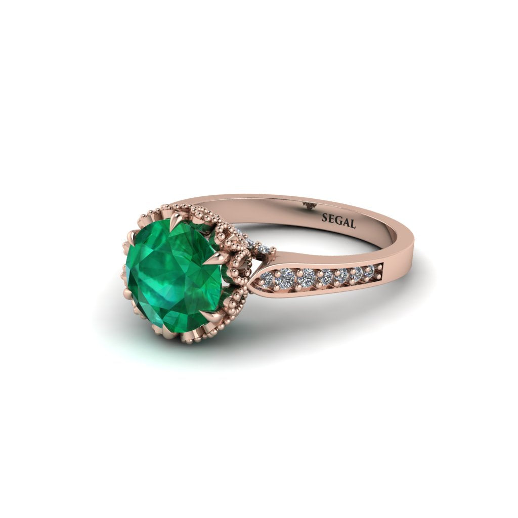 Emerald Milgrain Engagement Ring - Yara No. 5