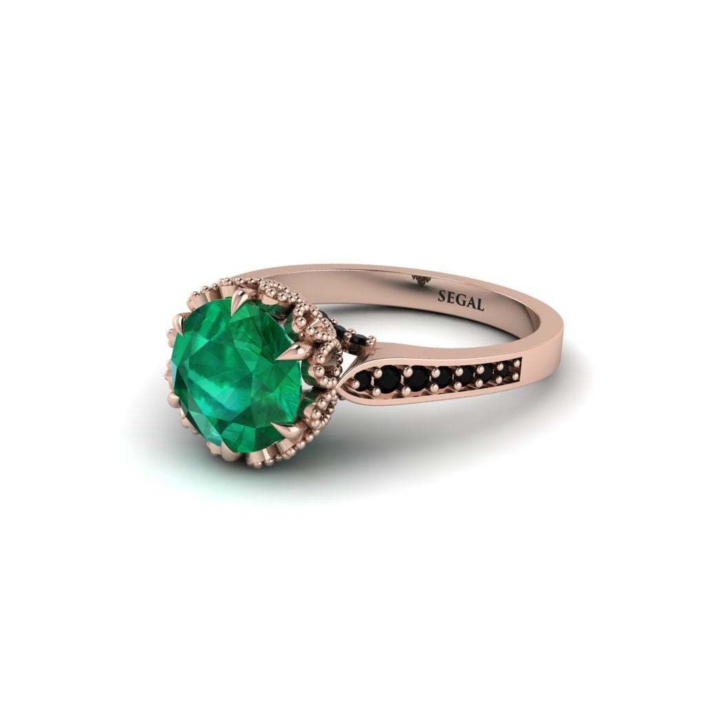 Emerald Milgrain Engagement Ring - Yara No. 35