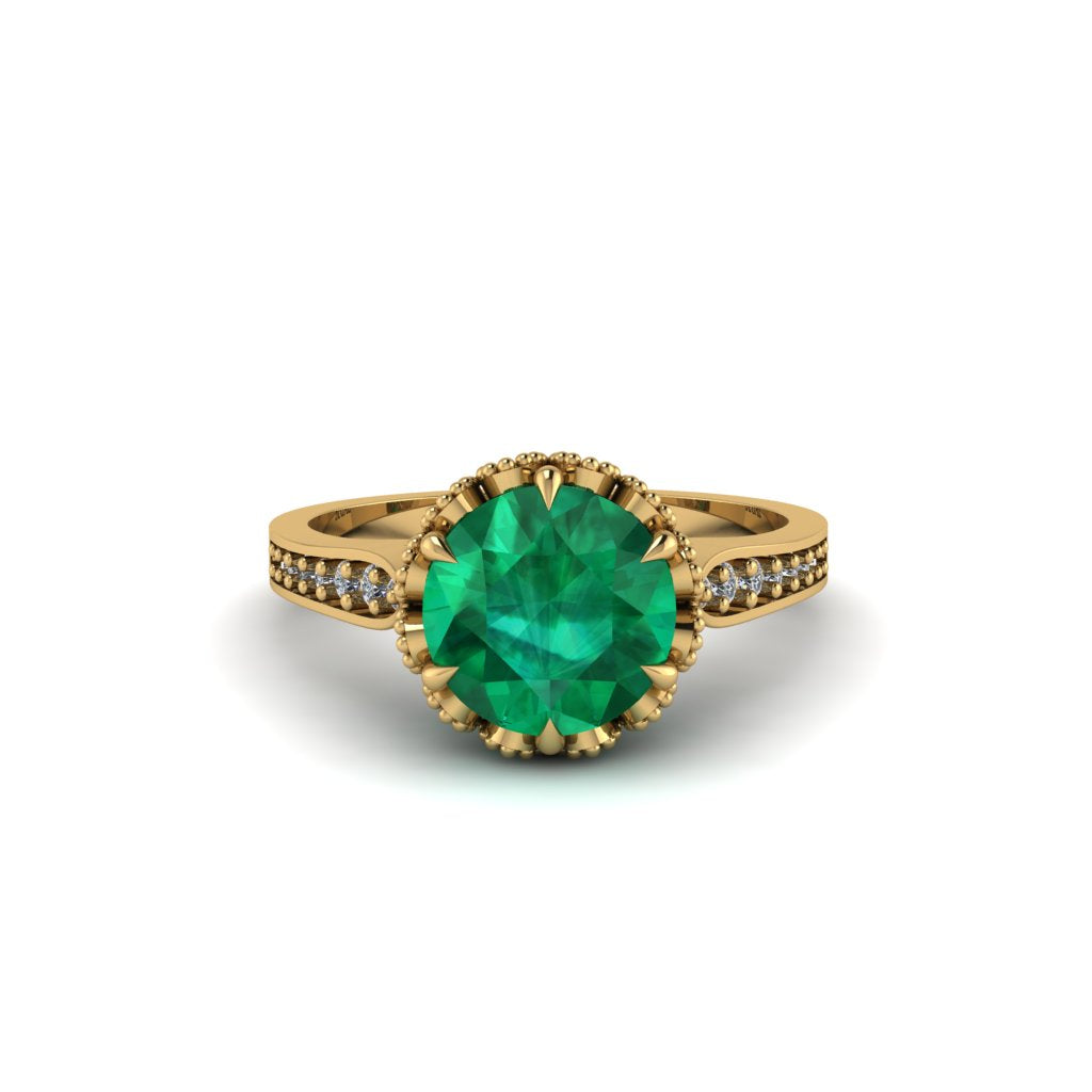 Emerald Milgrain Engagement Ring - Yara No. 4