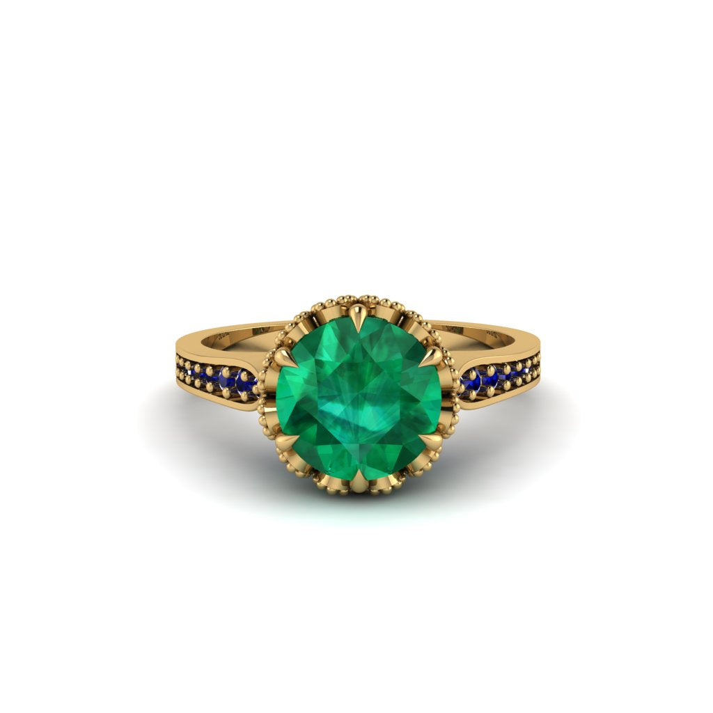 Emerald Milgrain Engagement Ring - Yara No. 64
