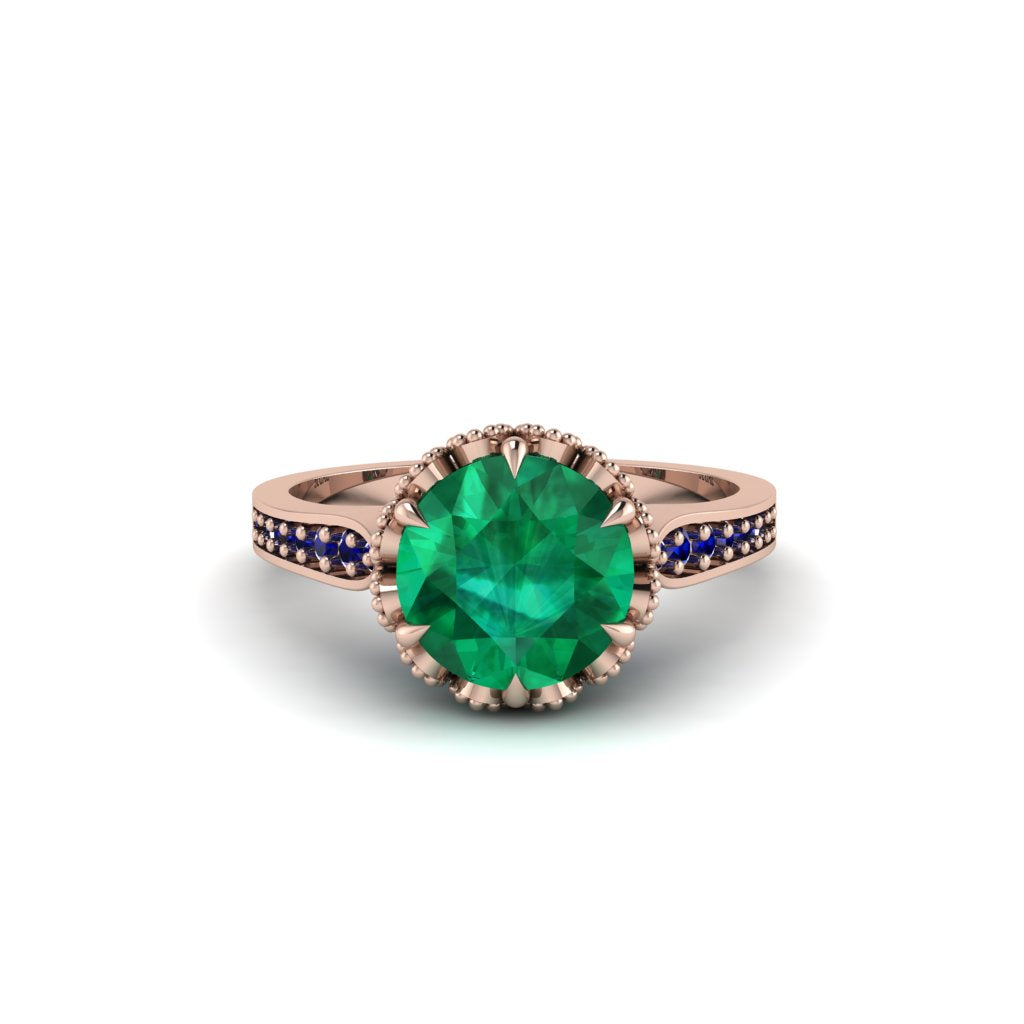 Emerald Milgrain Engagement Ring - Yara No. 65