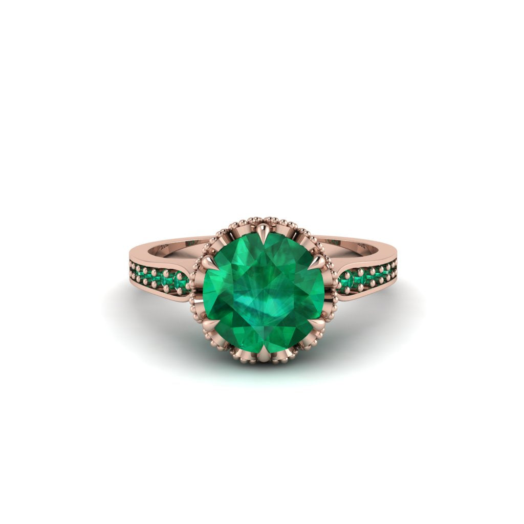 Emerald Milgrain Engagement Ring - Yara No. 20