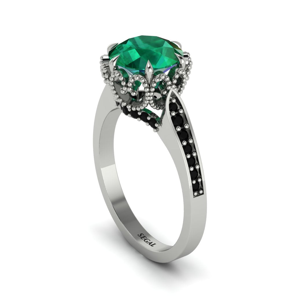 Emerald Milgrain Engagement Ring - Yara No. 36