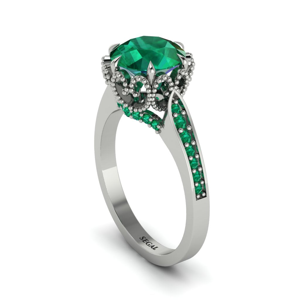 Emerald Milgrain Engagement Ring - Yara No. 21