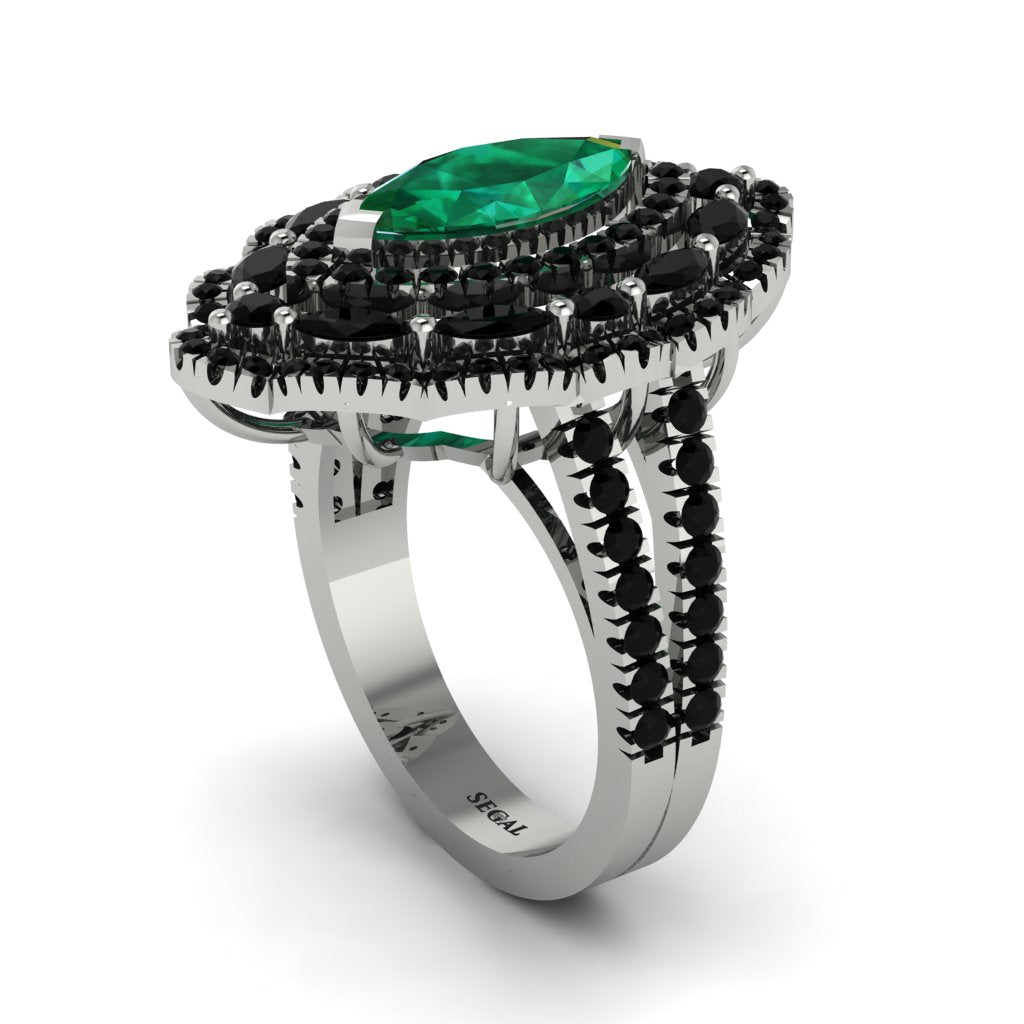 Emerald Three Layer Halo Marquise Ring - Destiny No. 36
