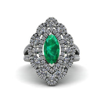 Emerald Three Layer Halo Marquise Ring - Destiny No. 6 image 1