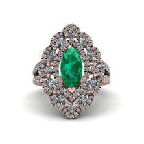 Emerald Three Layer Halo Marquise Ring - Destiny No. 5 image 1