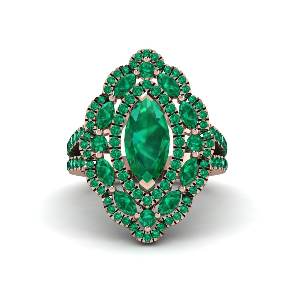 Emerald Three Layer Halo Marquise Ring - Destiny No. 20