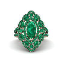 Emerald Three Layer Halo Marquise Ring - Destiny No. 20 image 1