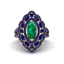 Emerald Three Layer Halo Marquise Ring - Destiny No. 65 image 1