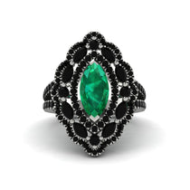 Emerald Three Layer Halo Marquise Ring - Destiny No. 36 image 1