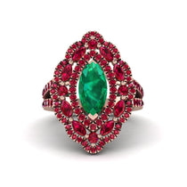 Emerald Three Layer Halo Marquise Ring - Destiny No. 50 image 1