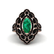 Emerald Three Layer Halo Marquise Ring - Destiny No. 35 image 1