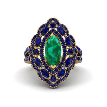 Emerald Three Layer Halo Marquise Ring - Destiny No. 64 image 1