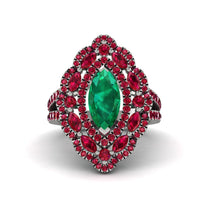 Emerald Three Layer Halo Marquise Ring - Destiny No. 51 image 1