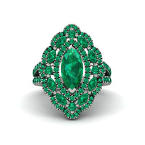 Emerald Three Layer Halo Marquise Ring - Destiny No. 21 image 1