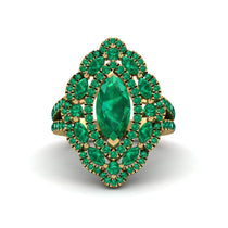Emerald Three Layer Halo Marquise Ring - Destiny No. 19 image 1