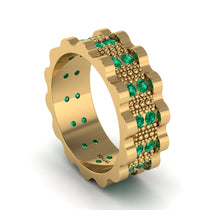 Emerald Wavy Gold Men's Wedding Ring - Joshua No. 4 image 1