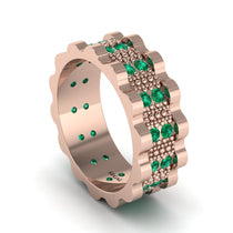 Emerald Wavy Gold Men's Wedding Ring - Joshua No. 5 image 1