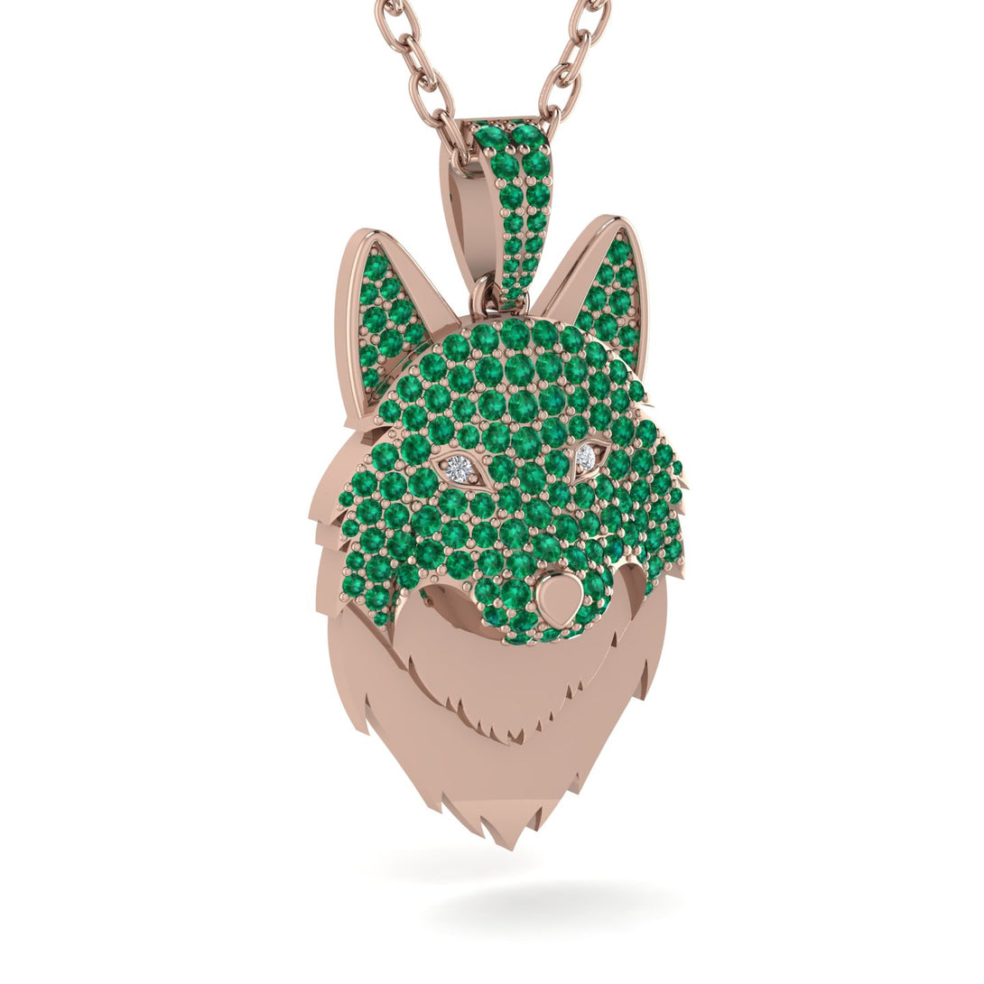 Emerald Wolf Spirit Pendant - Gabriel No. 17