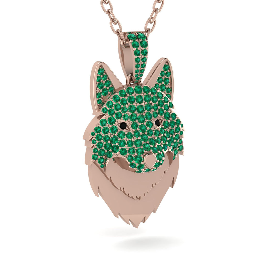 Emerald Wolf Spirit Pendant - Gabriel No. 23