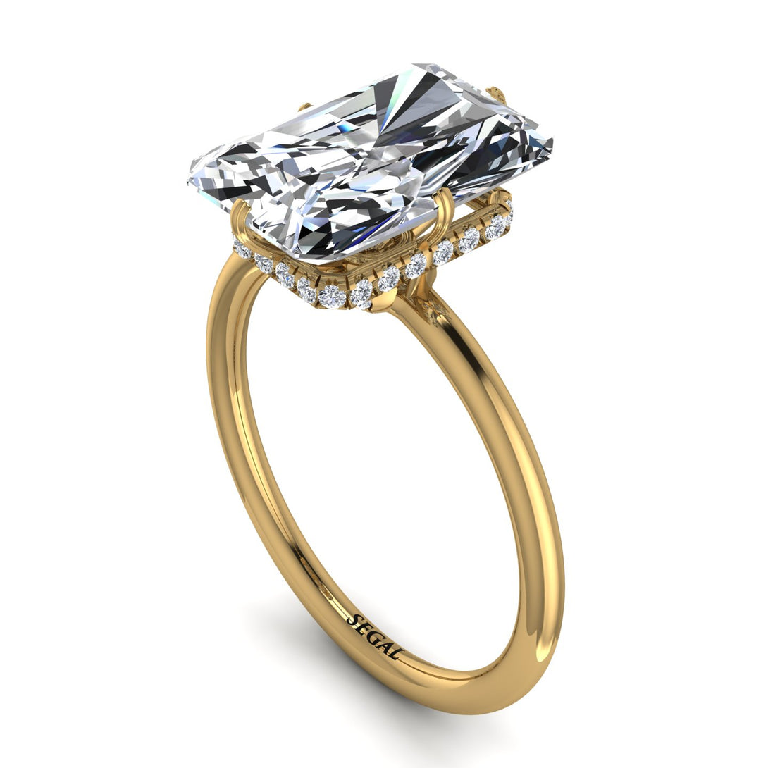 Custom Hidden Halo Emerald Cut Diamond Engagement Ring - Vanessa No. 1000