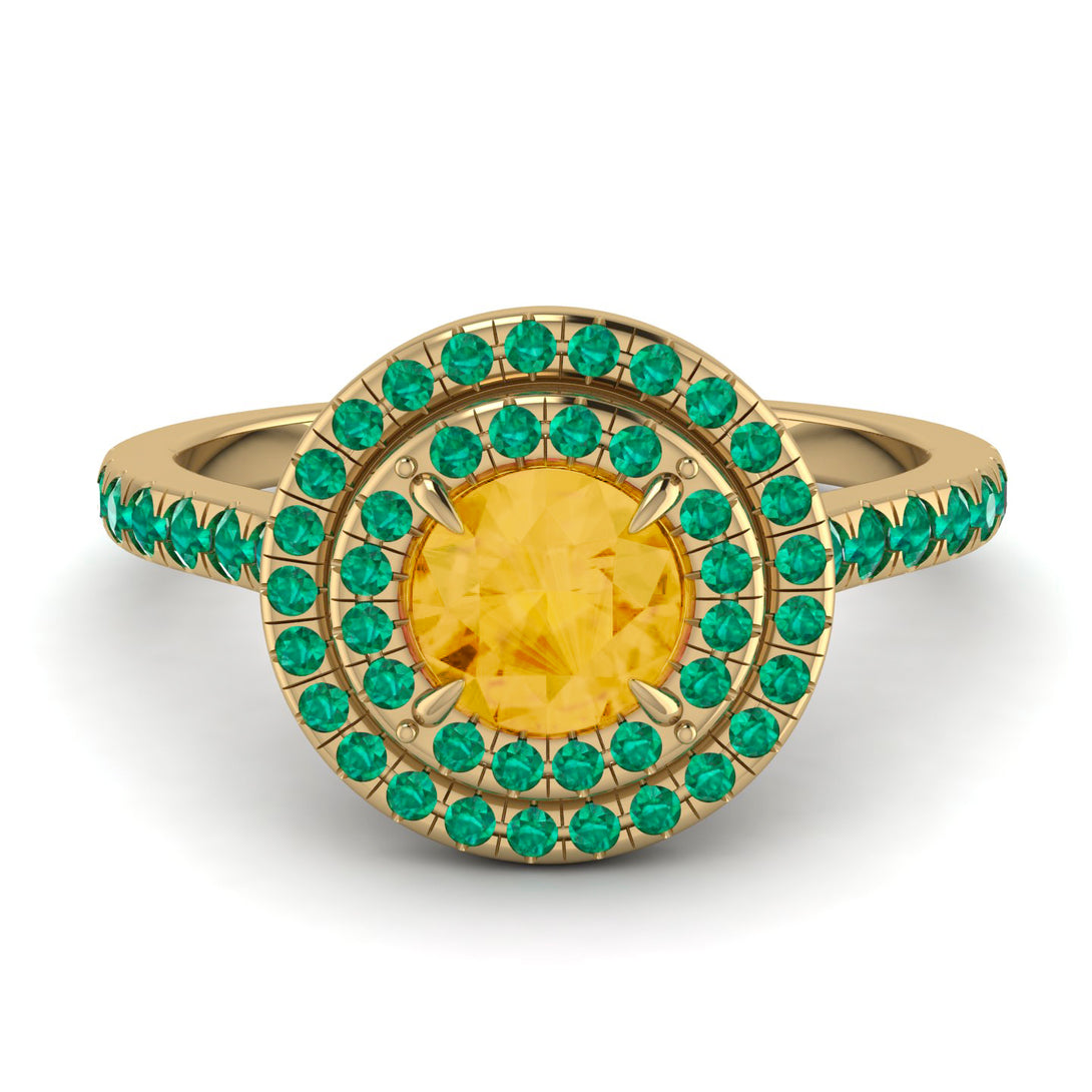 Double Halo Citrine Ring - Zoey No. 604