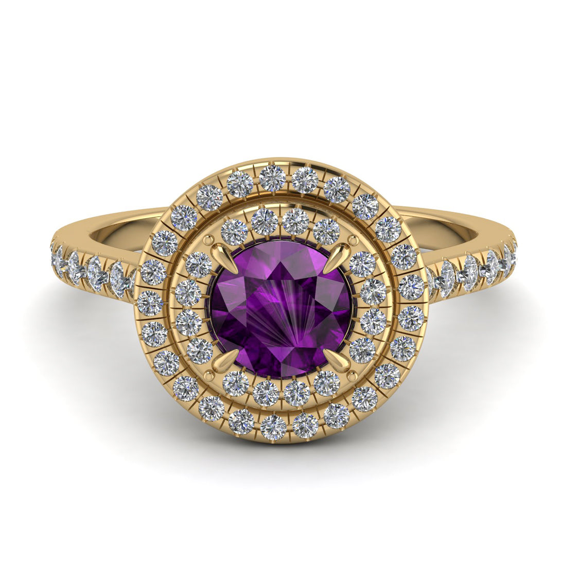 Double Halo Amethyst Ring - Zoey No. 301