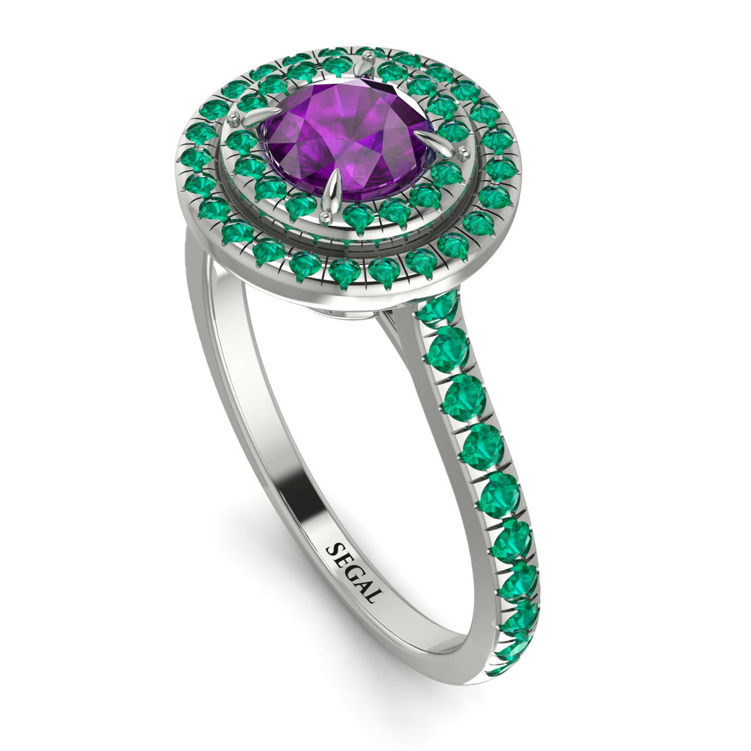 Double Halo Amethyst Ring - Zoey No. 306
