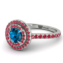 Double Halo Blue Topaz Ring - Zoey No. 512 image 1
