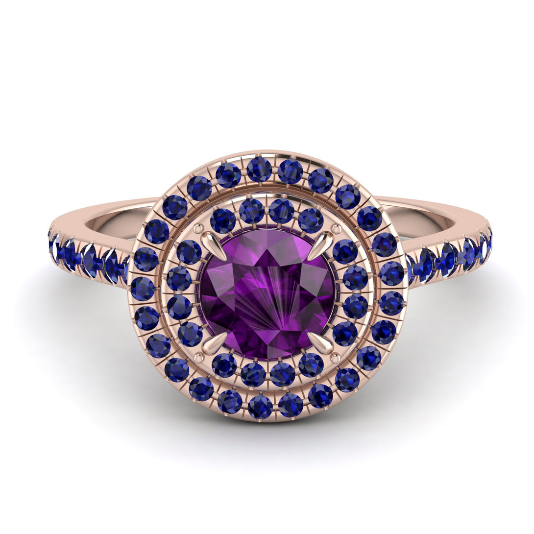 Double Halo Amethyst Ring - Zoey No. 314