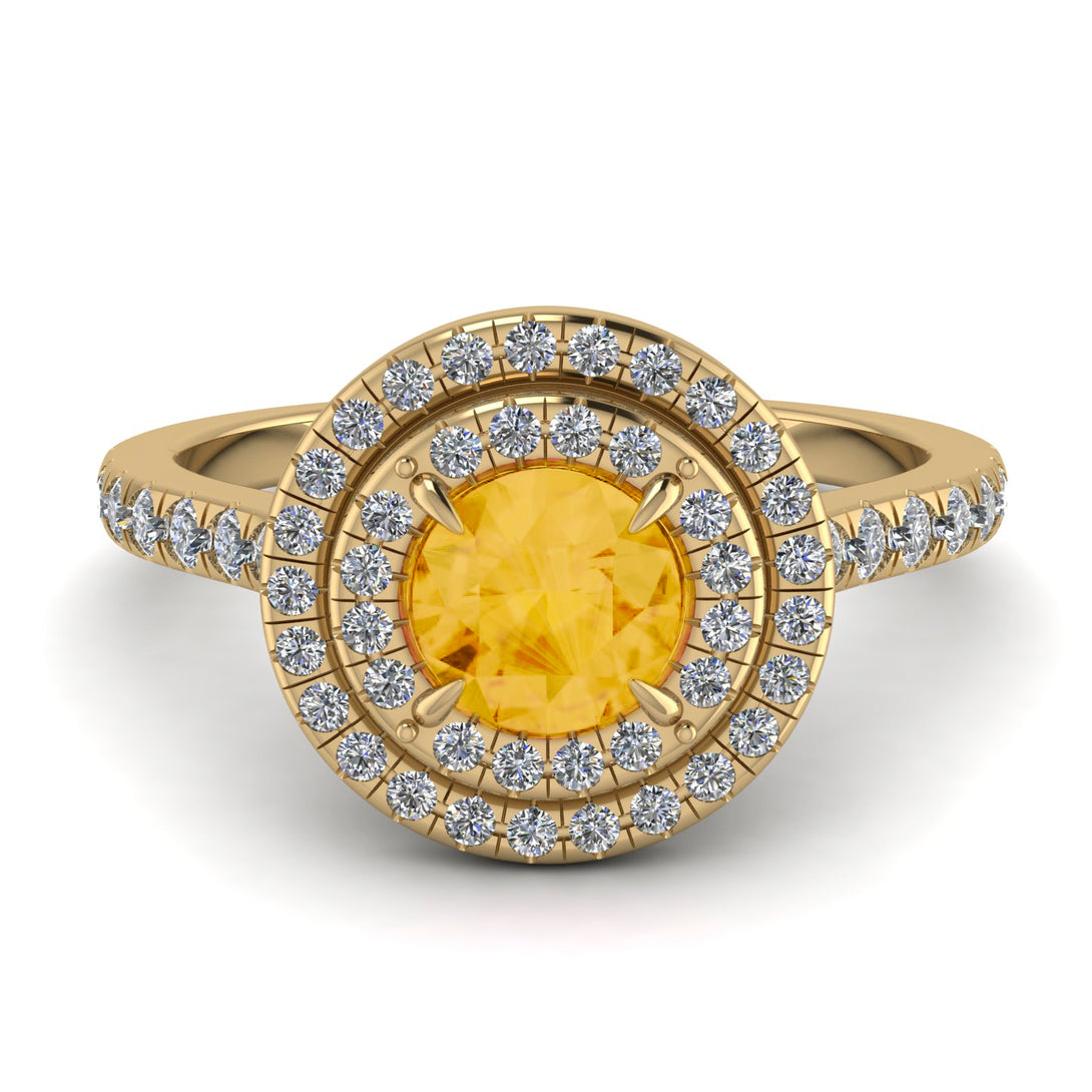 Double Halo Citrine Ring - Zoey No. 601