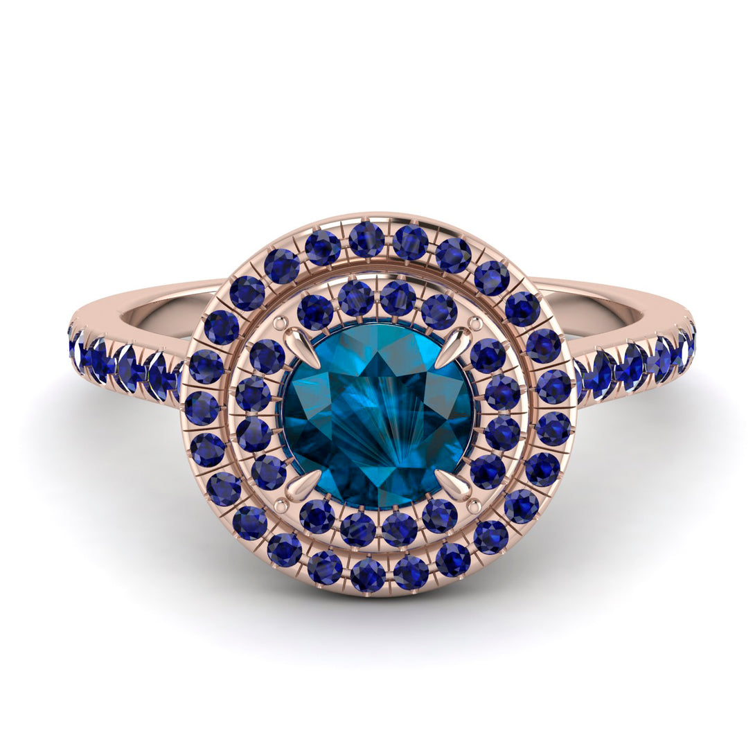 Double Halo Blue Topaz Ring - Zoey No. 514
