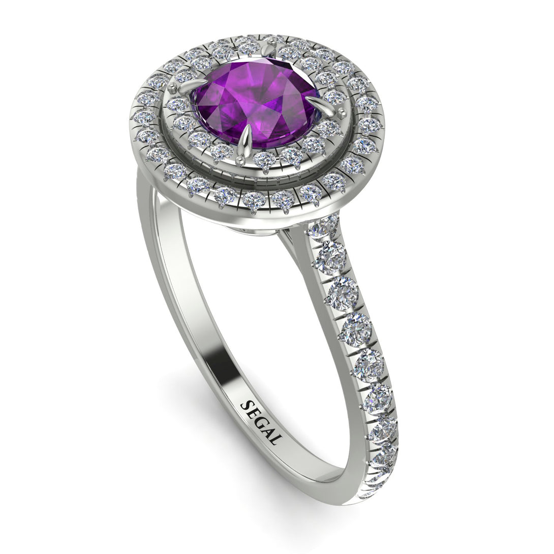 Double Halo Amethyst Ring - Zoey No. 303